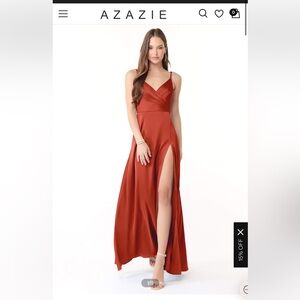 Azazie Rust Satin Bridesmaid Dress